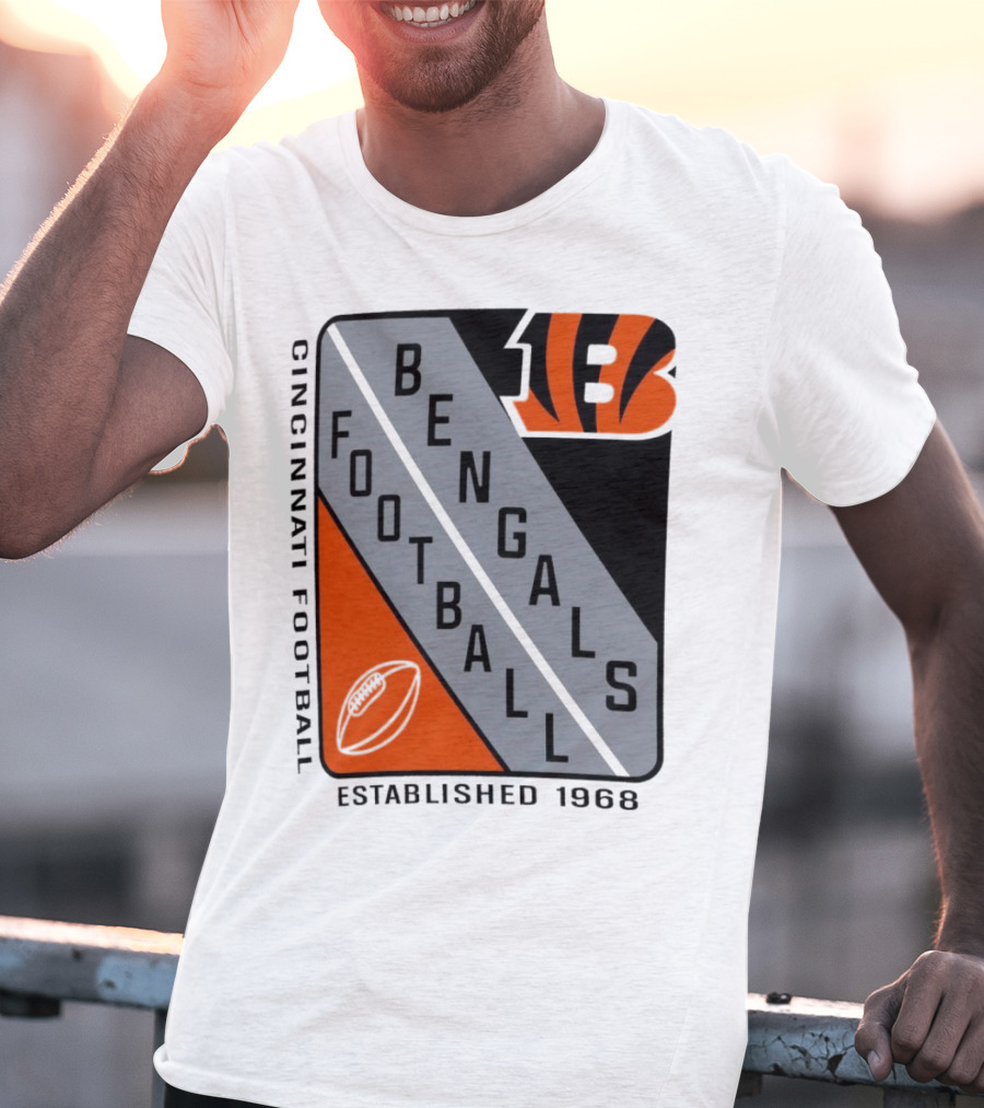 Cincinnati Bengals Football Shield Established 1968 Football Bengals Cincinnati Football T-Shirt