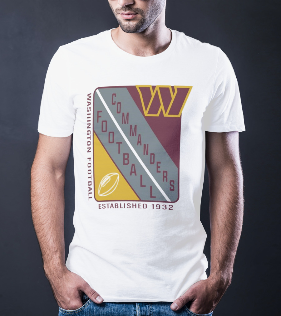 Washington Football Commanders Shield Football Established 1932 T-Shirt