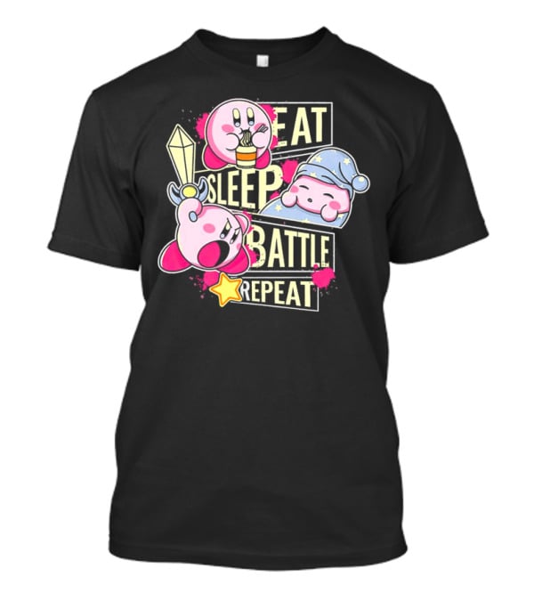 Kirby Eat Sleep Battle Repeat Game Life T-Shirt