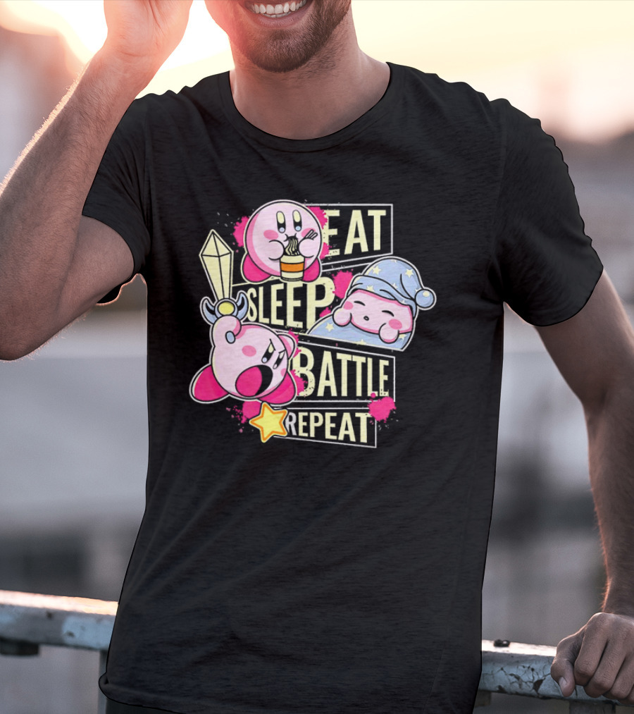 Kirby Eat Sleep Battle Repeat Game Life T-Shirt