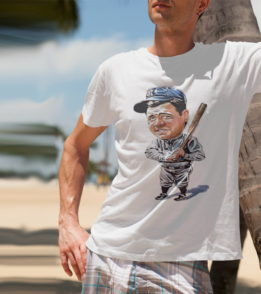 Babe Ruth NY Baseball Retro Caricature T-Shirt