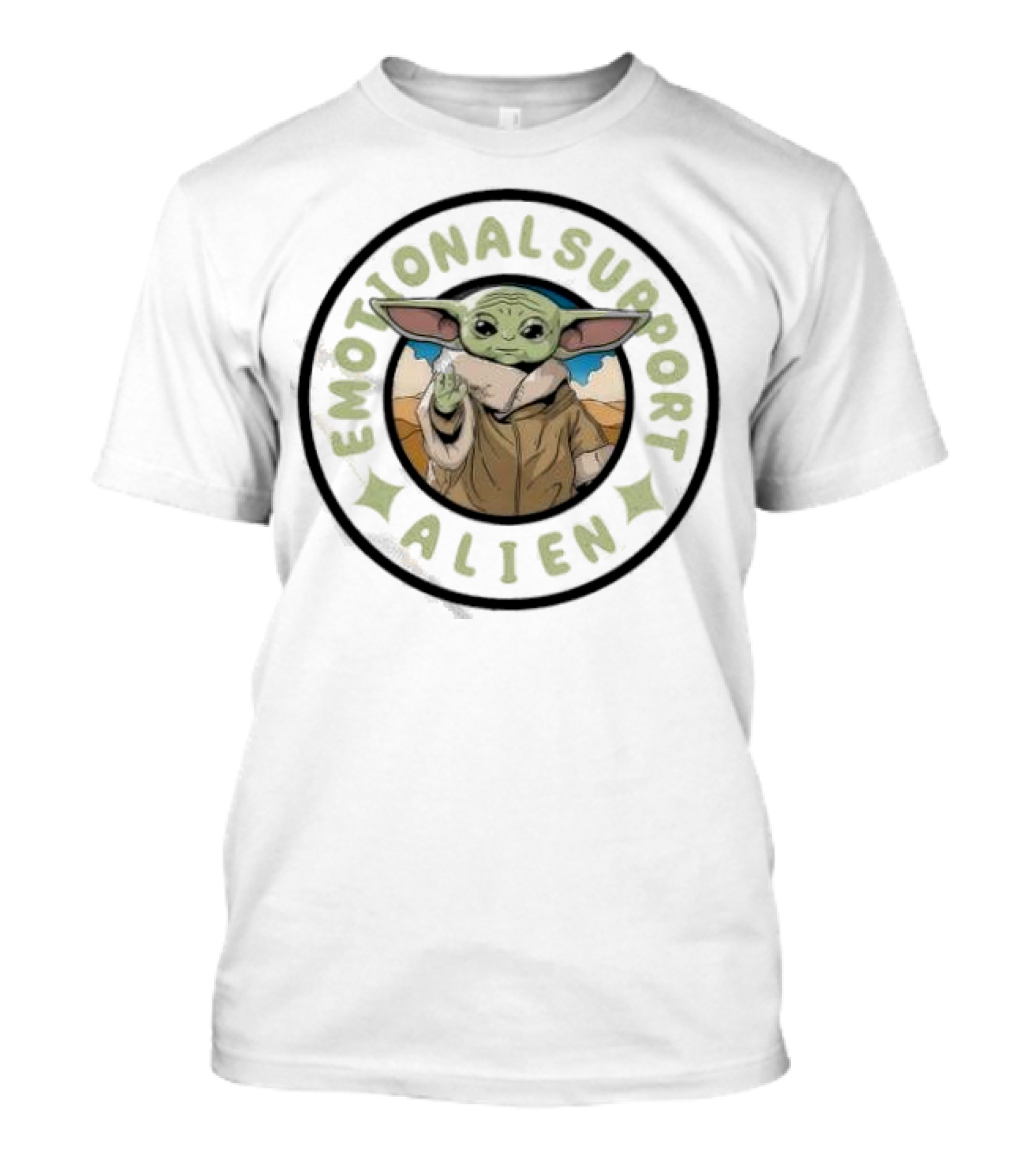 Emotional Support Alien Din Grogu Desert Oasis T-Shirt