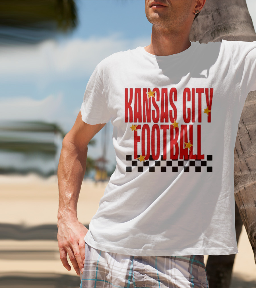 KANSAS CITY FOOTBALL Red Stars Checkerboard Deep Heather T-Shirt