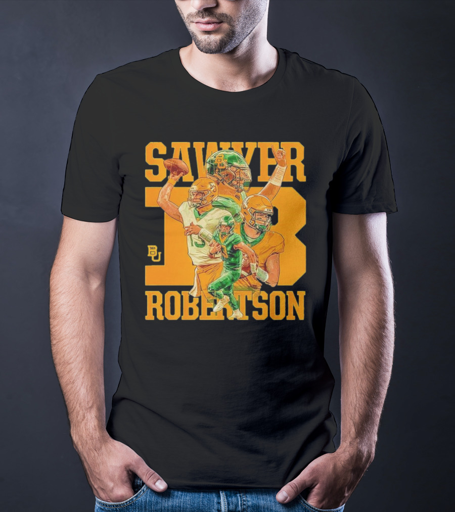 Baylor Bears Sawyer Robertson 13 Football Quarterback BU T-Shirt