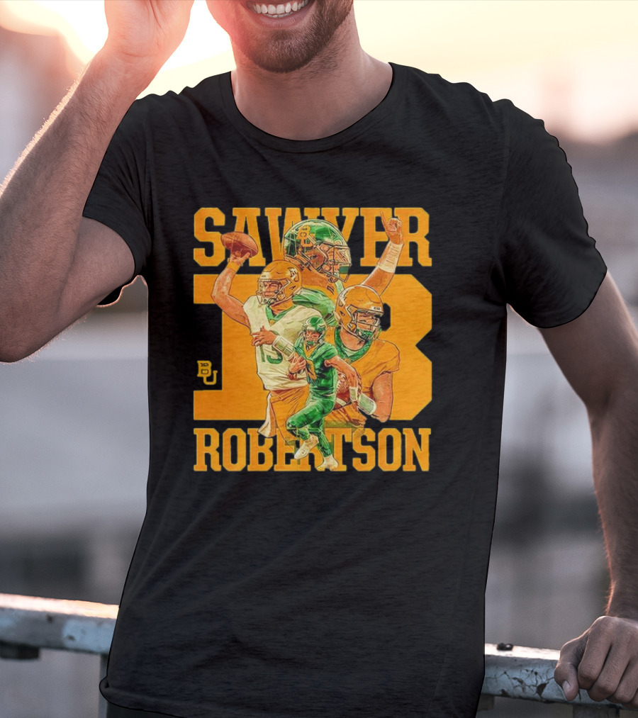 Baylor Bears Sawyer Robertson 13 Football Quarterback BU T-Shirt