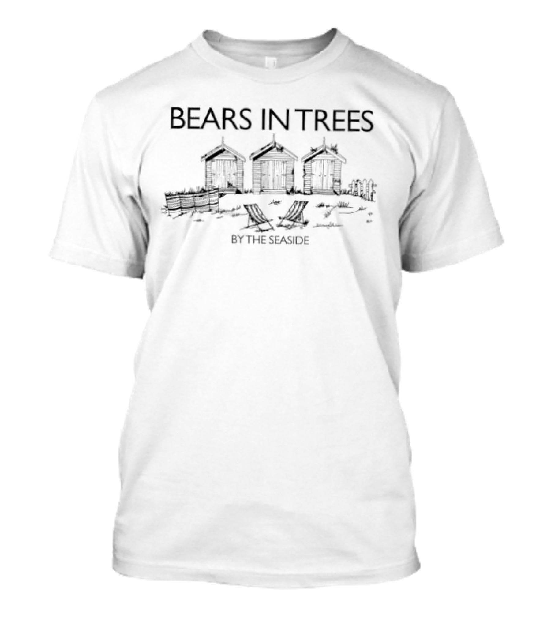 Bears In Trees Beach Huts And Deck Chairs By The Seaside T-Shirt