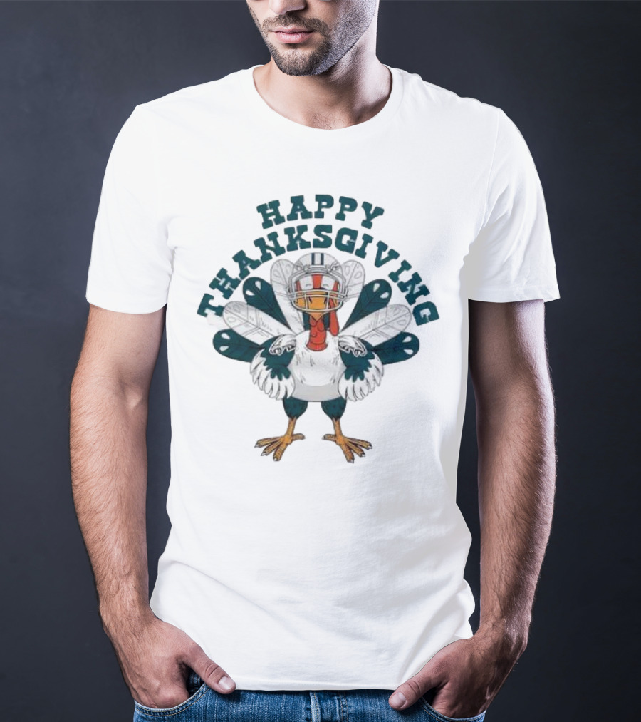 Philadelphia Eagles Turkey Happy Thanksgiving Football T-Shirt