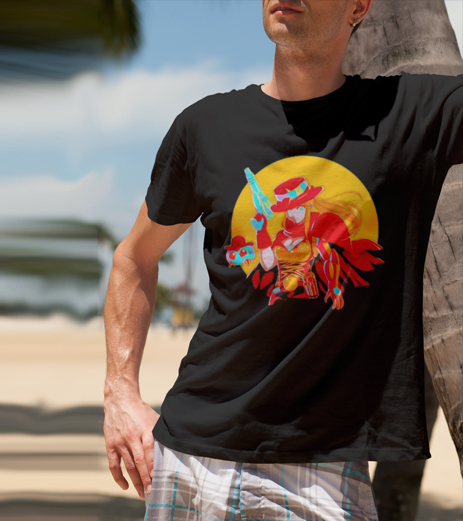 Samus Aran Metroid Marshal With Gun And Hat In Western T-Shirt
