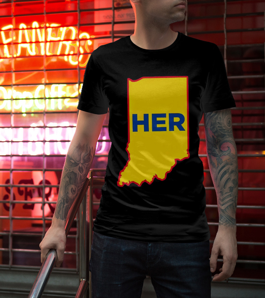 Caitlin Clark Indiana Fever Her State Yellow Map With Blue HER T-Shirt