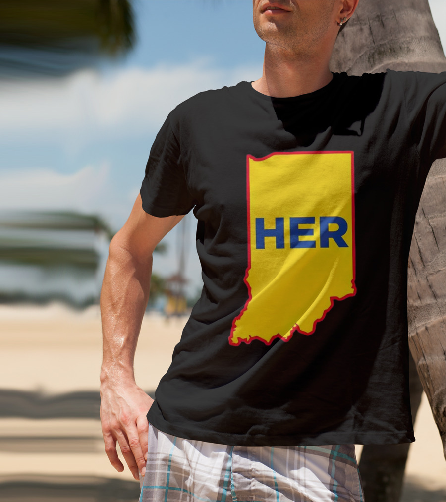 Caitlin Clark Indiana Fever Her State Yellow Map With Blue HER T-Shirt