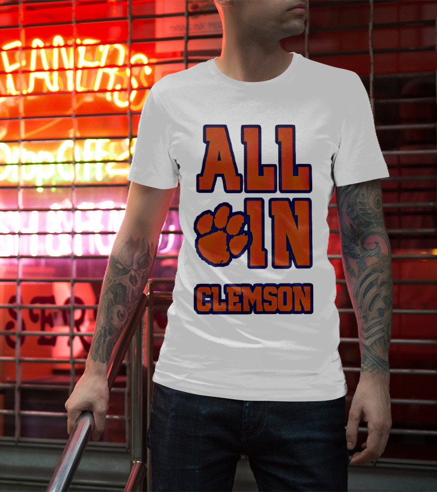 All In Clemson Tigers Football Paw T-Shirt