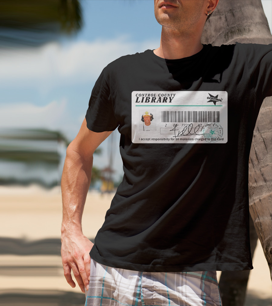 Control County Library Card Design With Signature And Photo T-Shirt