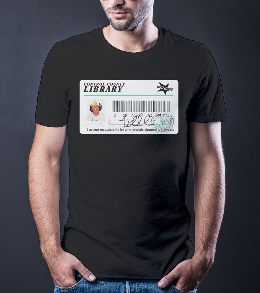 Control County Library Card Design With Signature And Photo T-Shirt