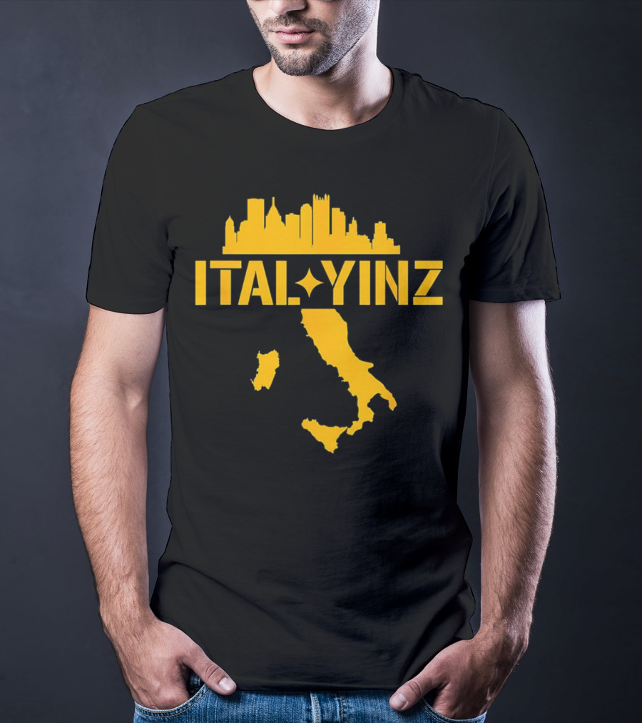 Ital Yinz Pittsburgh Skyline Italy Map T-Shirt