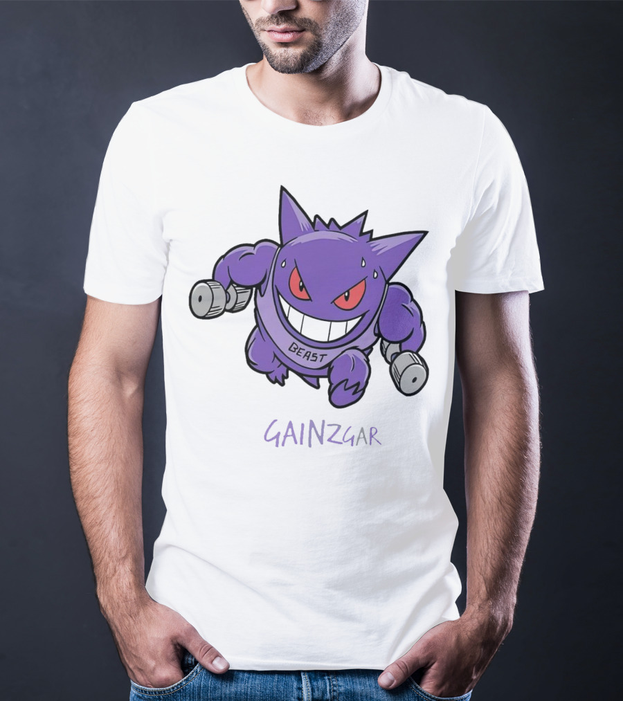 Pokemon Gengar Gainzgar Beast Lifting Dumbbells T-Shirt