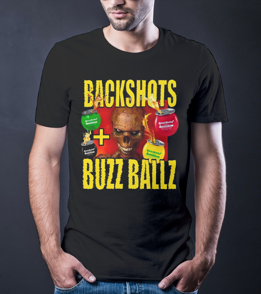 Backshots With Buzz Ballz Fiery Skeleton Combo T-Shirt