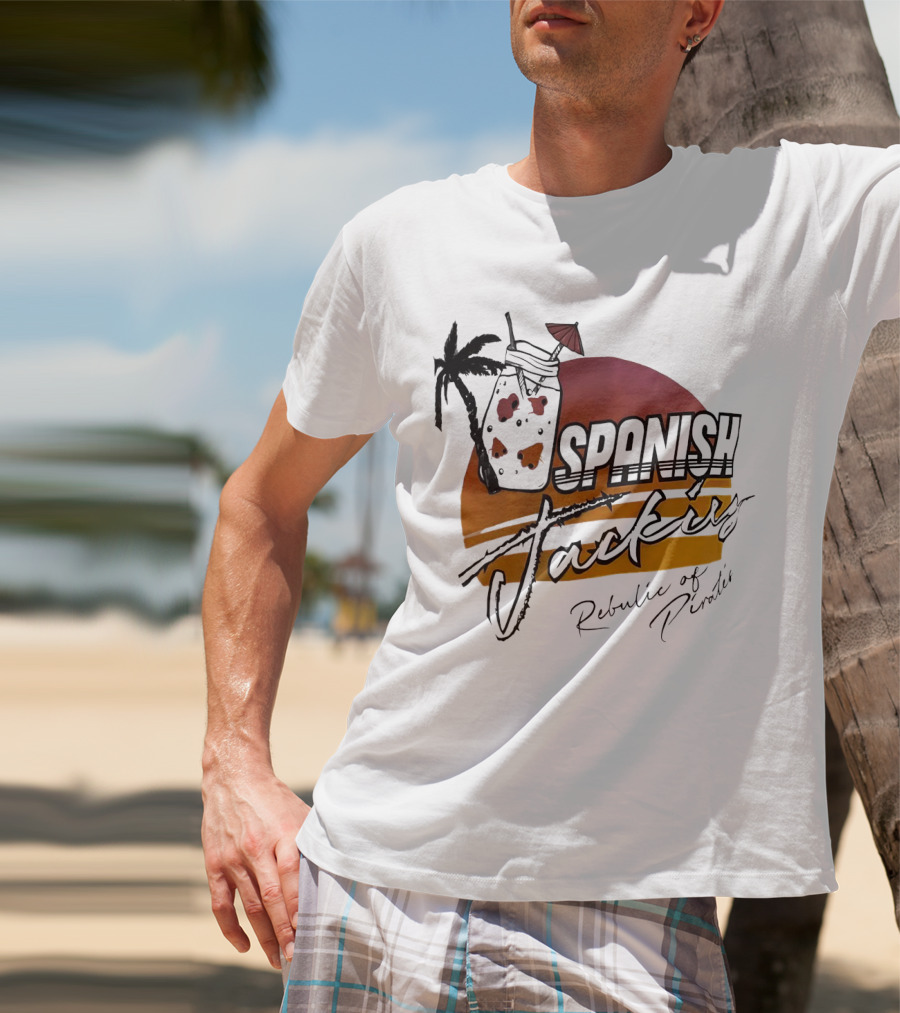 Spanish Jacking Republic Of Pirates Sunset Palm Tropical Drink T-Shirt