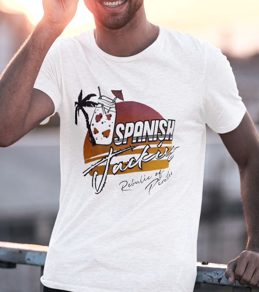 Spanish Jacking Republic Of Pirates Sunset Palm Tropical Drink T-Shirt