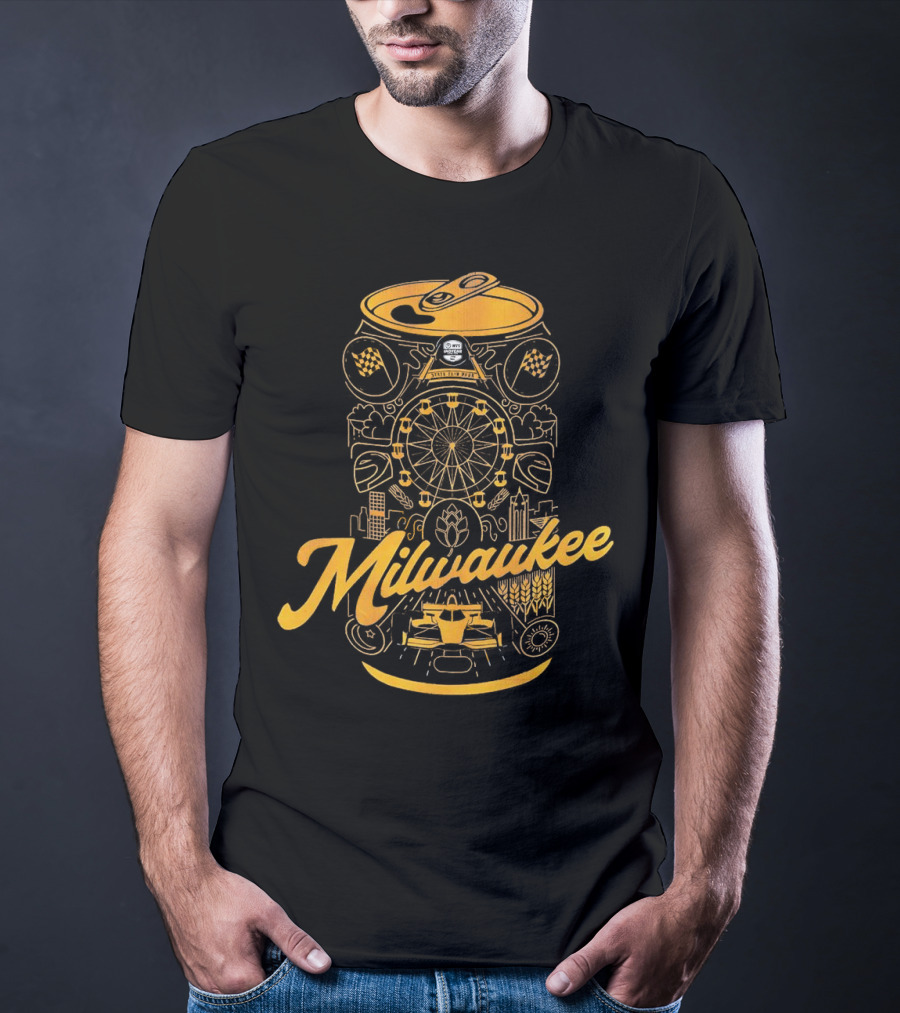 Milwaukee State Fair Park Ferris Wheel And Beer Can T-Shirt