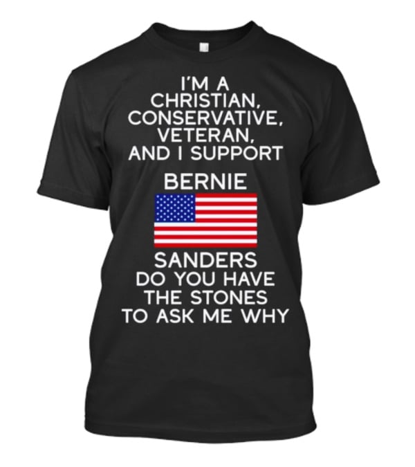 Christian Conservative Veteran Supporting Bernie Sanders American Flag Inquiry T-Shirt