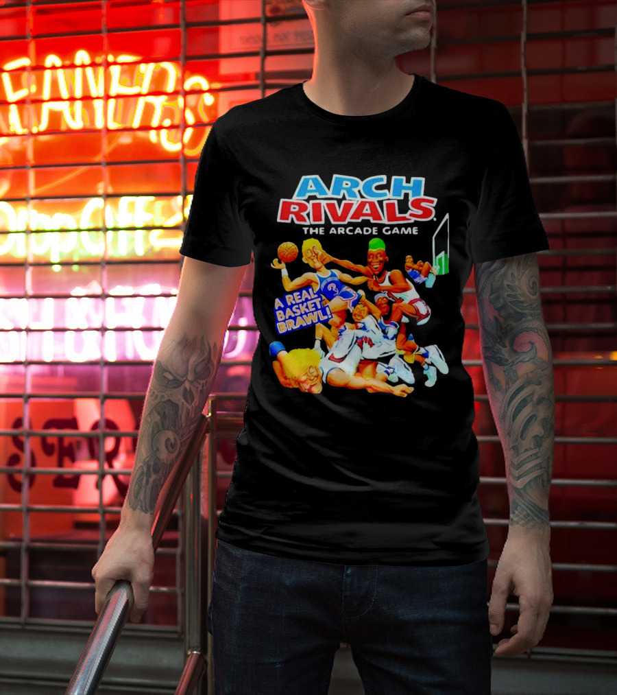Arch Rivals Arcade Game A Real Basket Brawl Action Scene T-Shirt