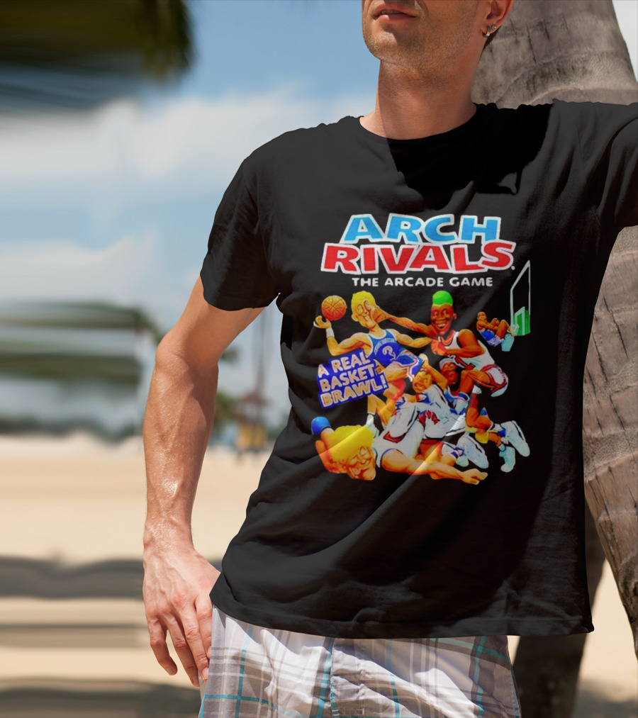Arch Rivals Arcade Game A Real Basket Brawl Action Scene T-Shirt