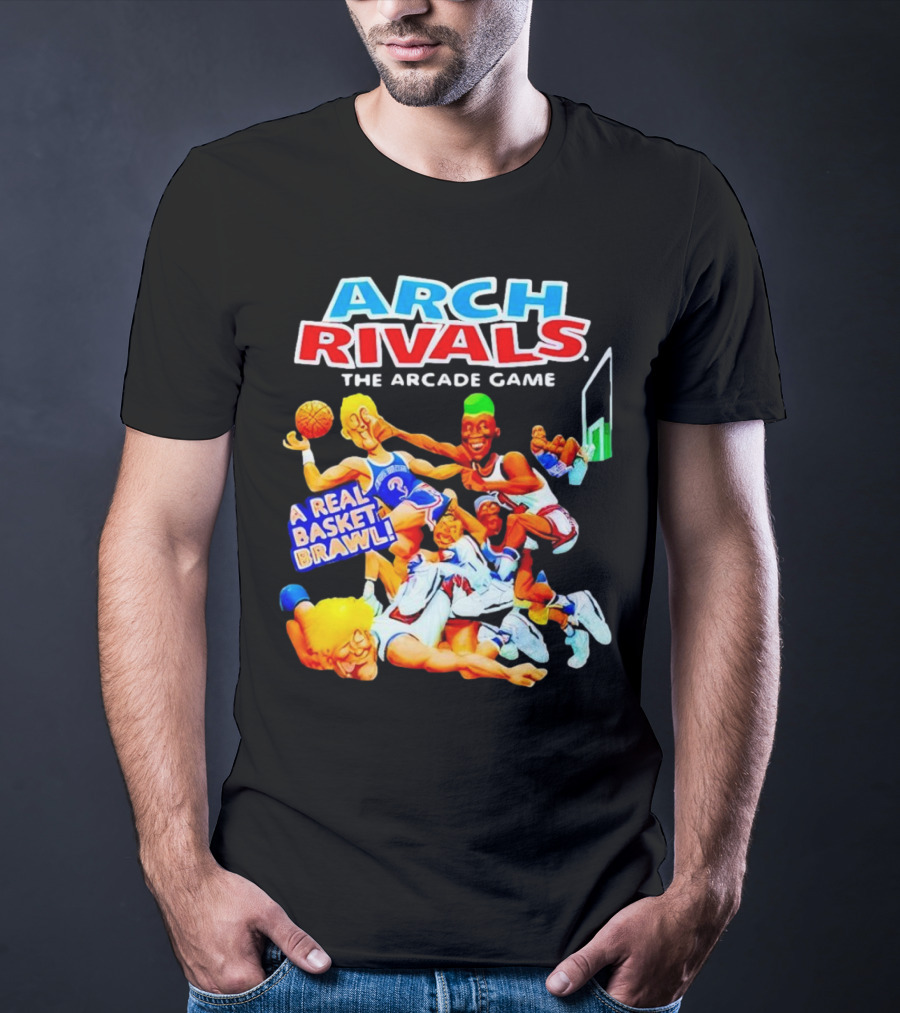 Arch Rivals Arcade Game A Real Basket Brawl Action Scene T-Shirt