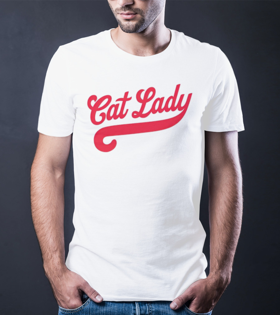 Cincinnati Reds Cat Lady Baseball Script Red T-Shirt