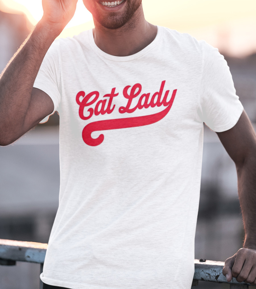 Cincinnati Reds Cat Lady Baseball Script Red T-Shirt