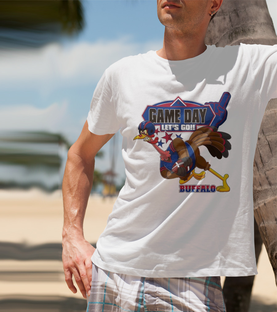 Game Day Let's Go Buffalo Football Turkey Mascot T-Shirt
