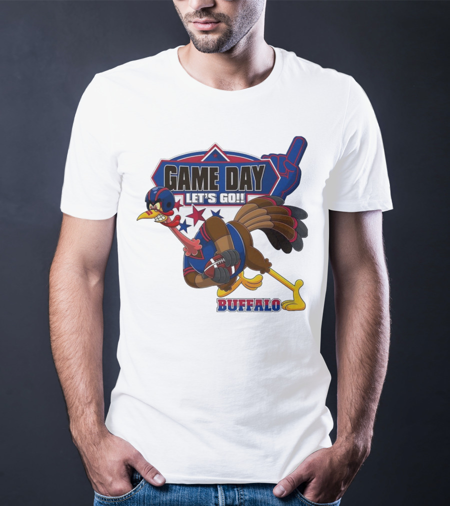 Game Day Let's Go Buffalo Football Turkey Mascot T-Shirt