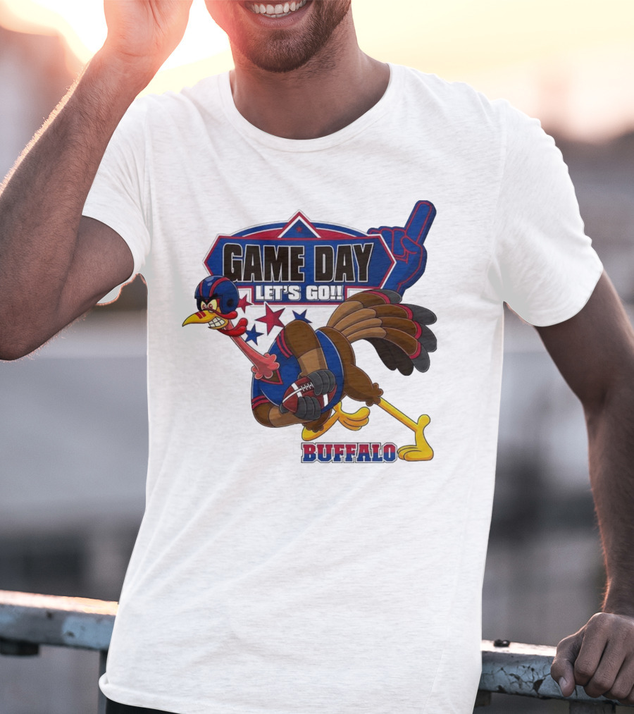 Game Day Let's Go Buffalo Football Turkey Mascot T-Shirt