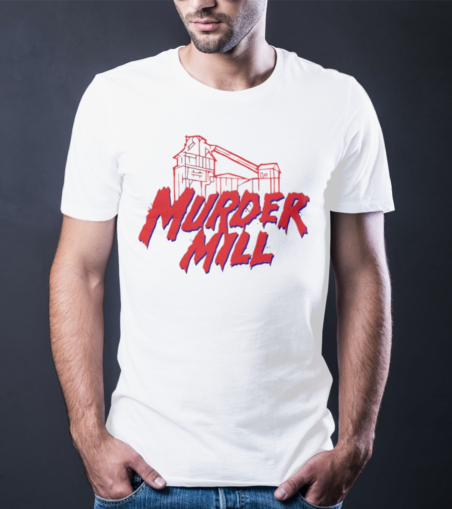 Murder Mill Haunted House Distressed Typography Iconic Building T-Shirt