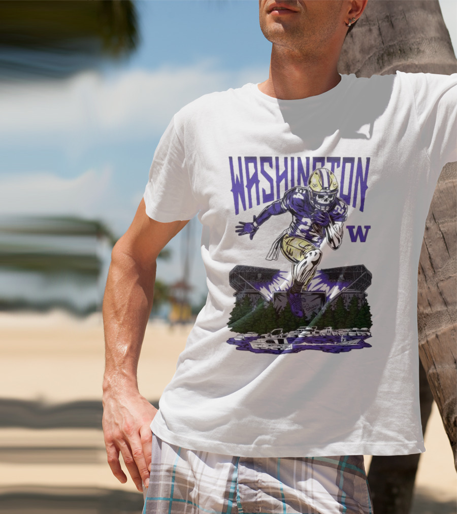 Washington Huskies Dawg Dash Immortal Football Stadium And Boats T-Shirt