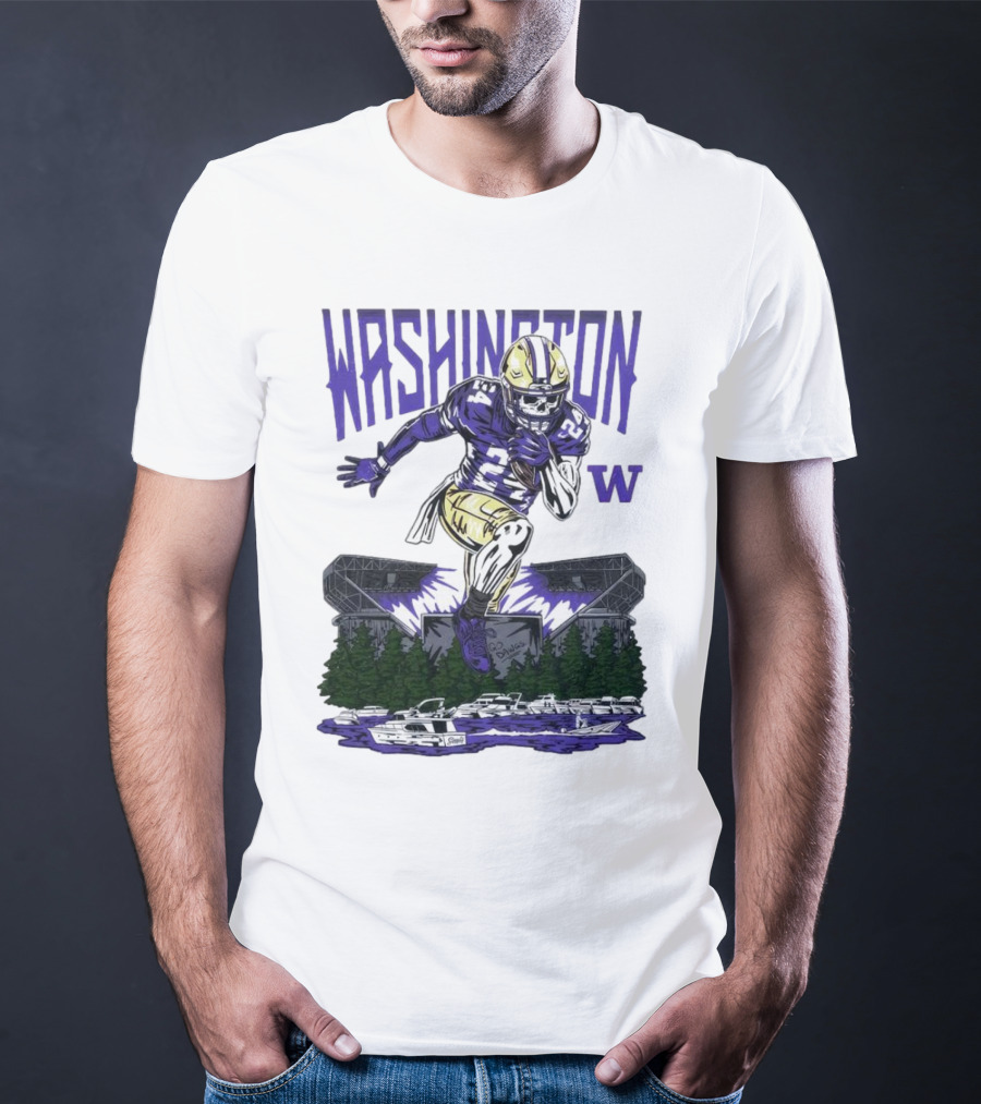 Washington Huskies Dawg Dash Immortal Football Stadium And Boats T-Shirt