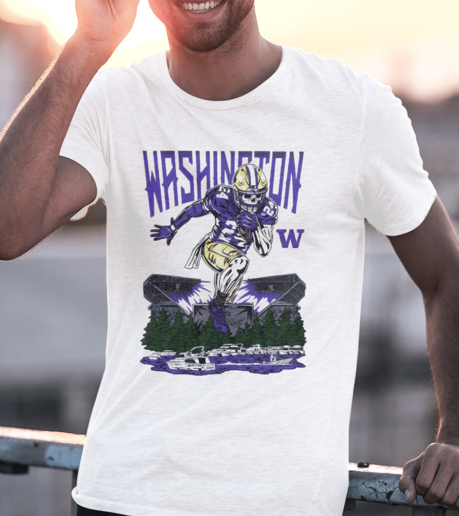 Washington Huskies Dawg Dash Immortal Football Stadium And Boats T-Shirt