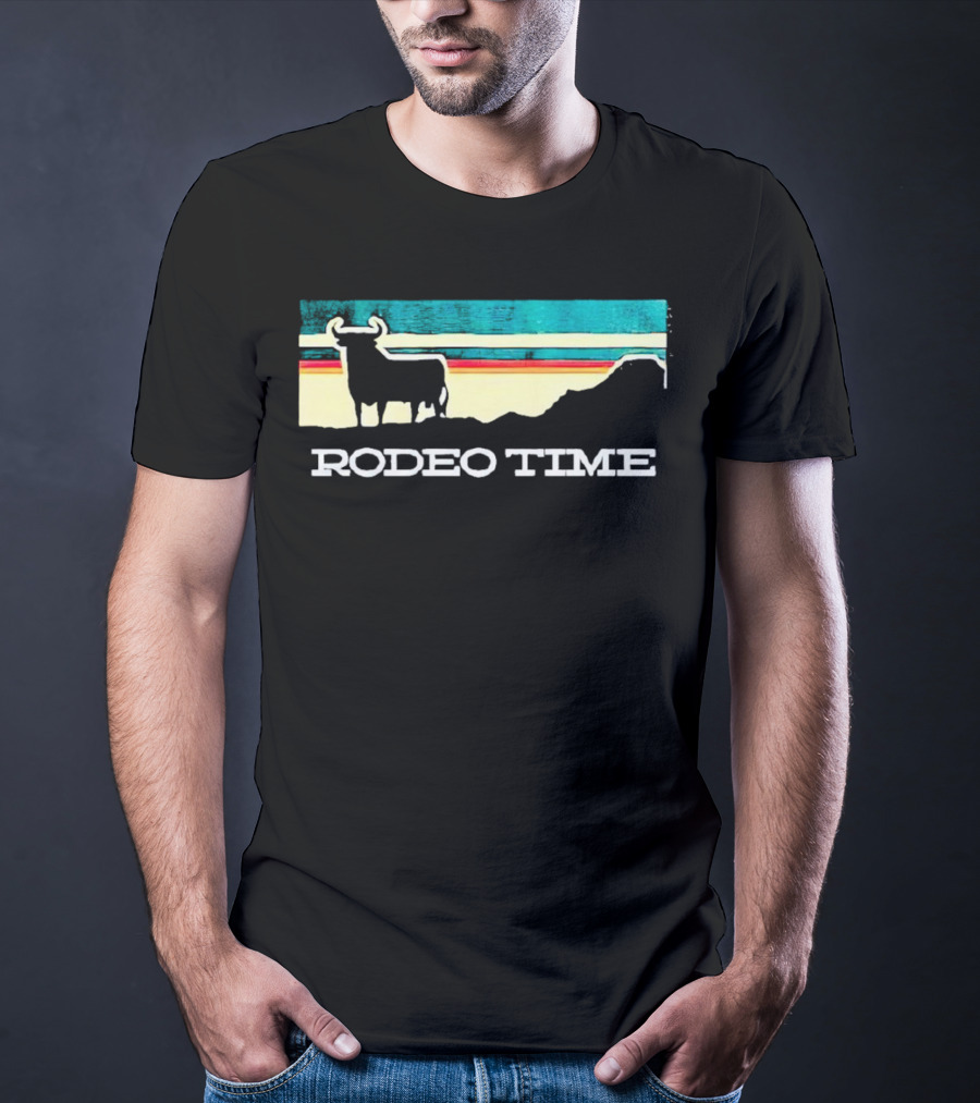 Rodeo Time Buffalo Silhouette Striped Sunset T-Shirt