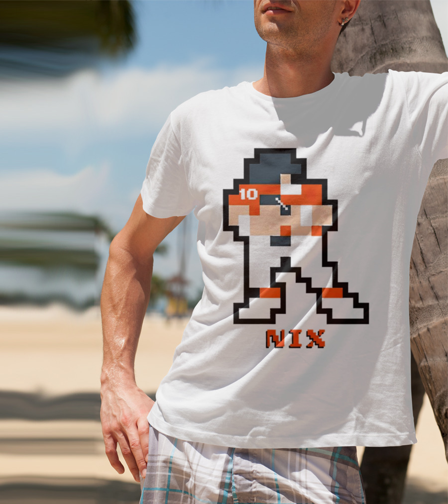 Bo Nix 8-Bit Pixel Art 10 Block Figure T-Shirt