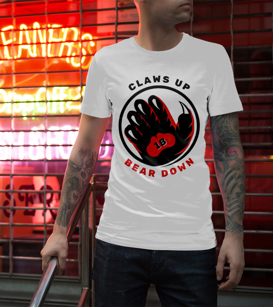 Claws Up Bear Down 18 Caleb Williams Chicago Bears T-Shirt