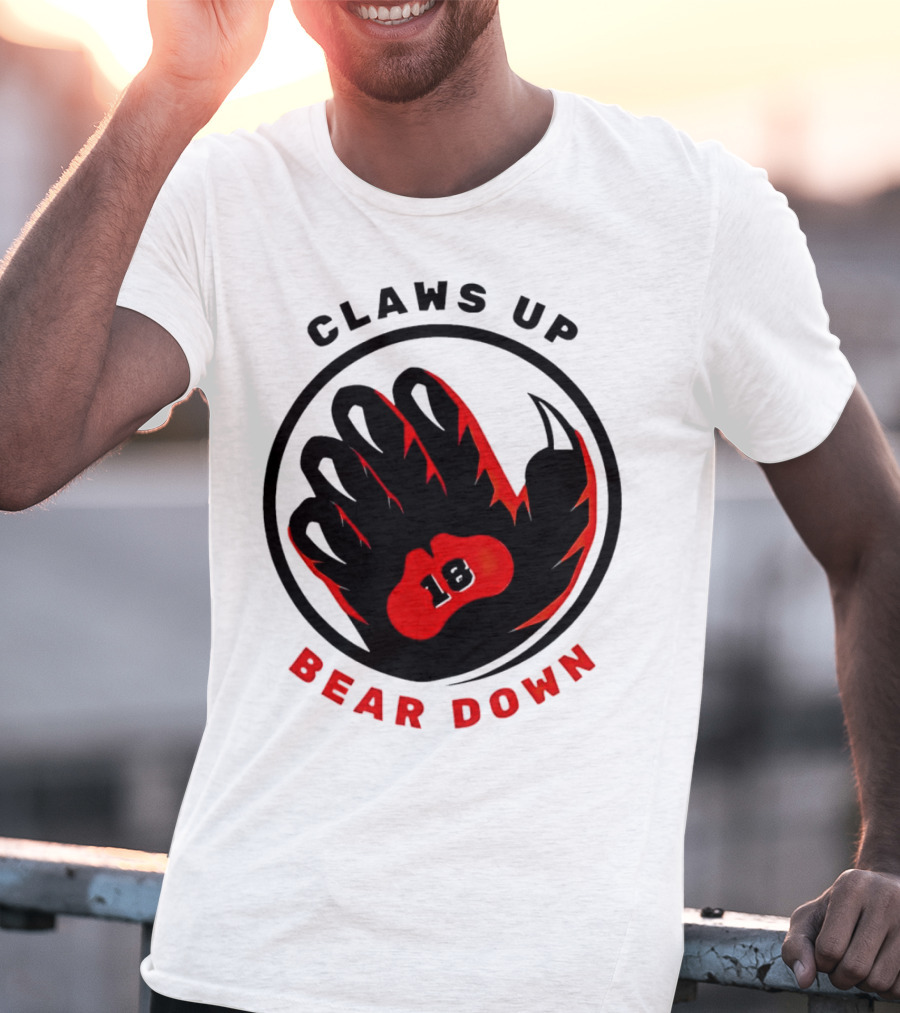 Claws Up Bear Down 18 Caleb Williams Chicago Bears T-Shirt