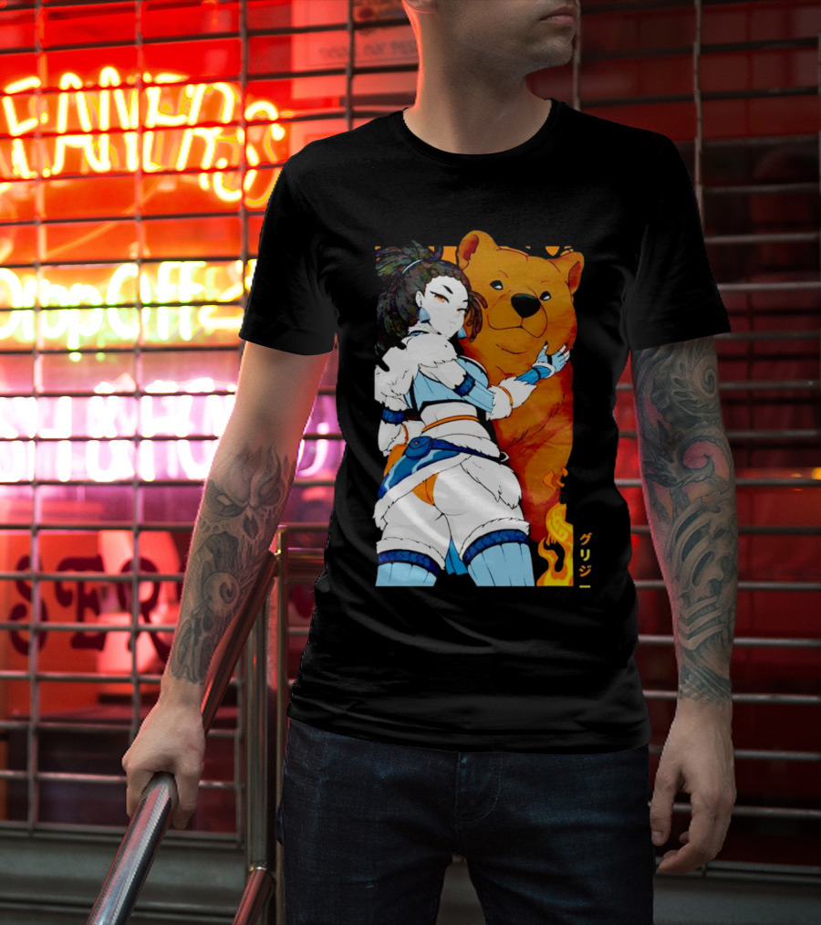 Grizzy X Gsupps Waifu Collab Anime Bear Fire T-Shirt