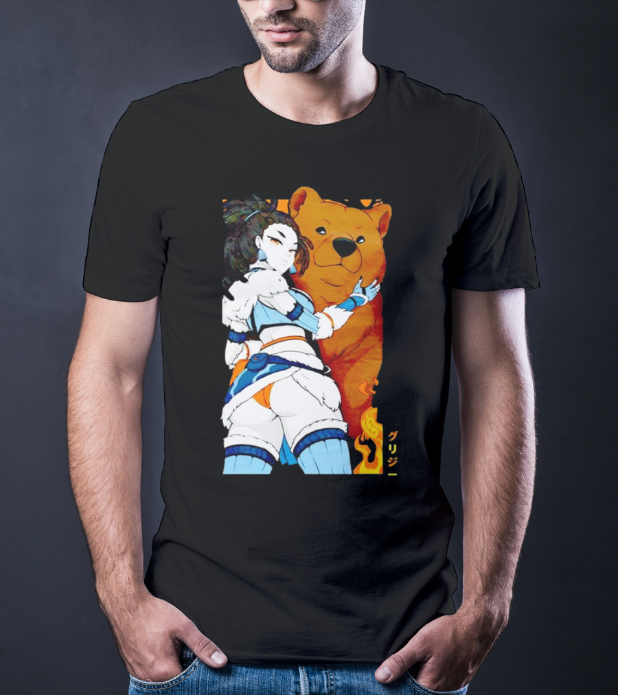 Grizzy X Gsupps Waifu Collab Anime Bear Fire T-Shirt