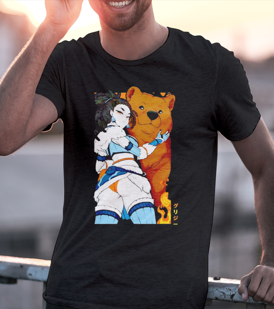 Grizzy X Gsupps Waifu Collab Anime Bear Fire T-Shirt