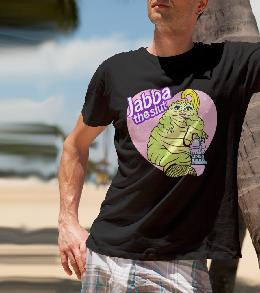 Jabba The Slut Parody Pink Heart Background T-Shirt