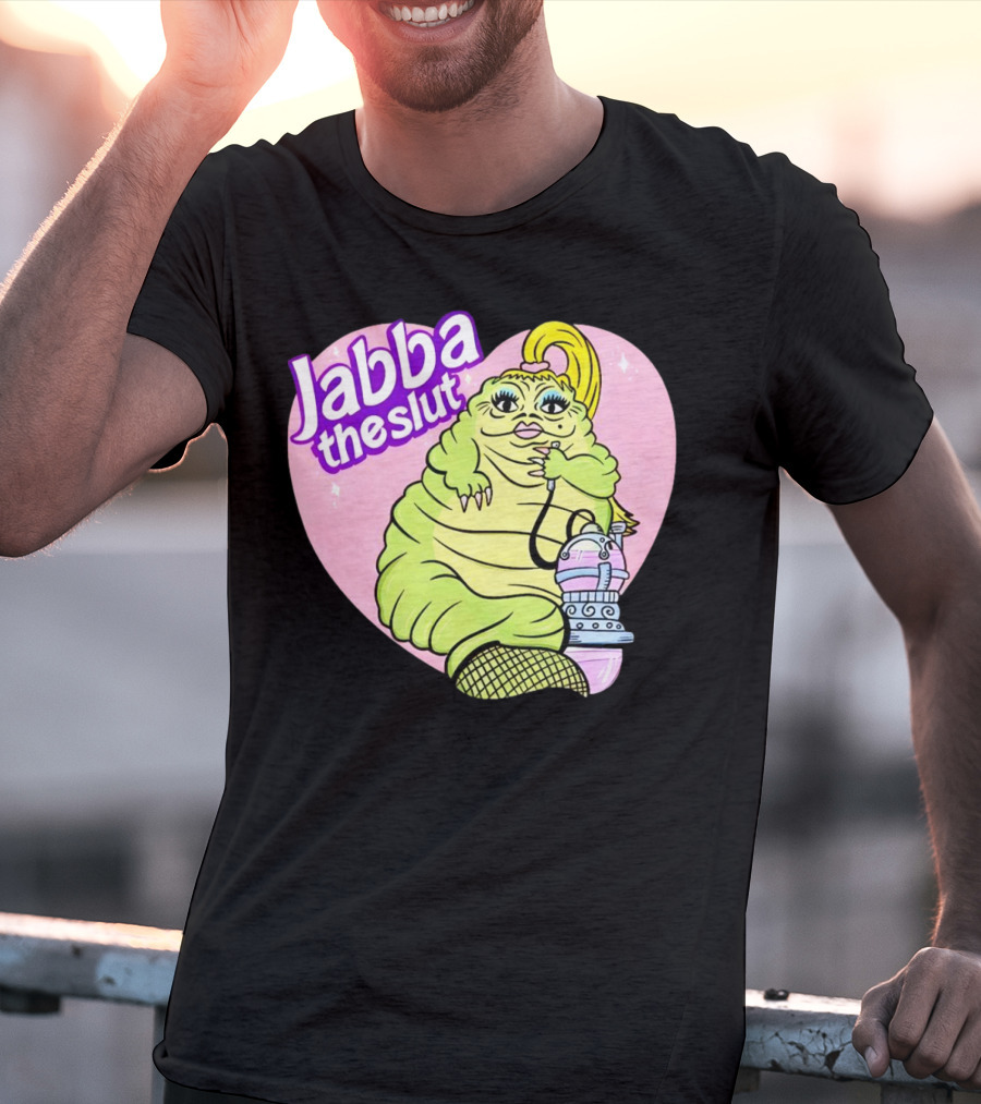 Jabba The Slut Parody Pink Heart Background T-Shirt