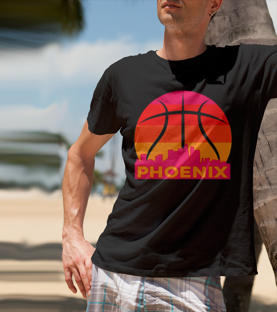 Phoenix Suns Sunset Basketball Skyline T-Shirt
