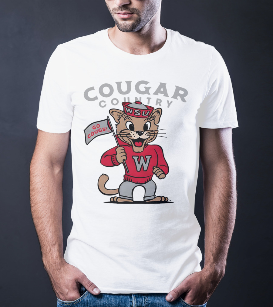 WSU Cougar Football Cougar Country Go Cougs Mascot T-Shirt