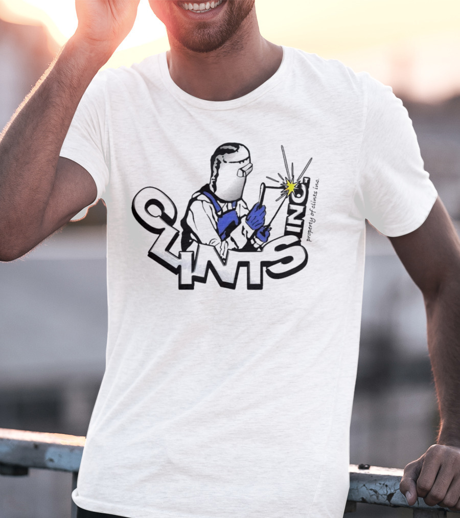 Property Of Clints Inc Welder Mechanic Welding Spark T-Shirt