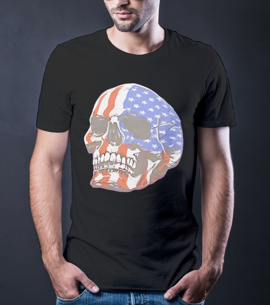 Skull With American Flag T-Shirt