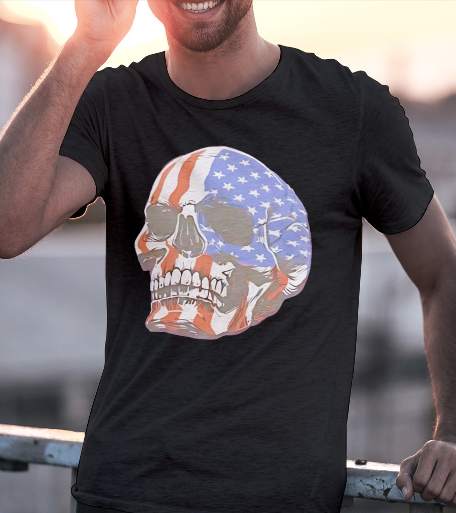 Skull With American Flag T-Shirt